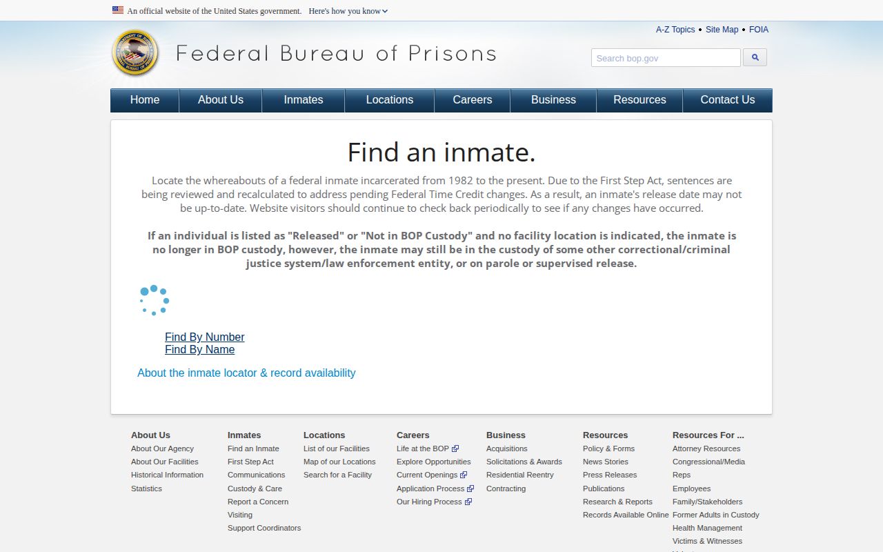 Pamlico County federal released inmate search in the BOP locator