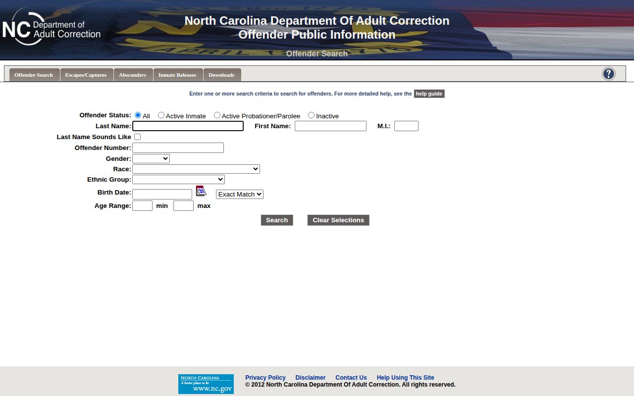 Pamlico County projected release date search in NC DAC