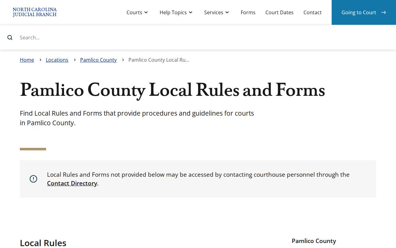 Pamlico County 24-hour release bond and pretrial order source